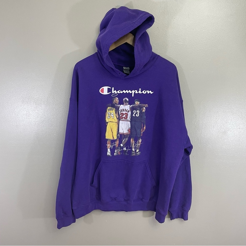 Champion Lebron Kobe Jordan Purple Pullover Hoodie Size Large